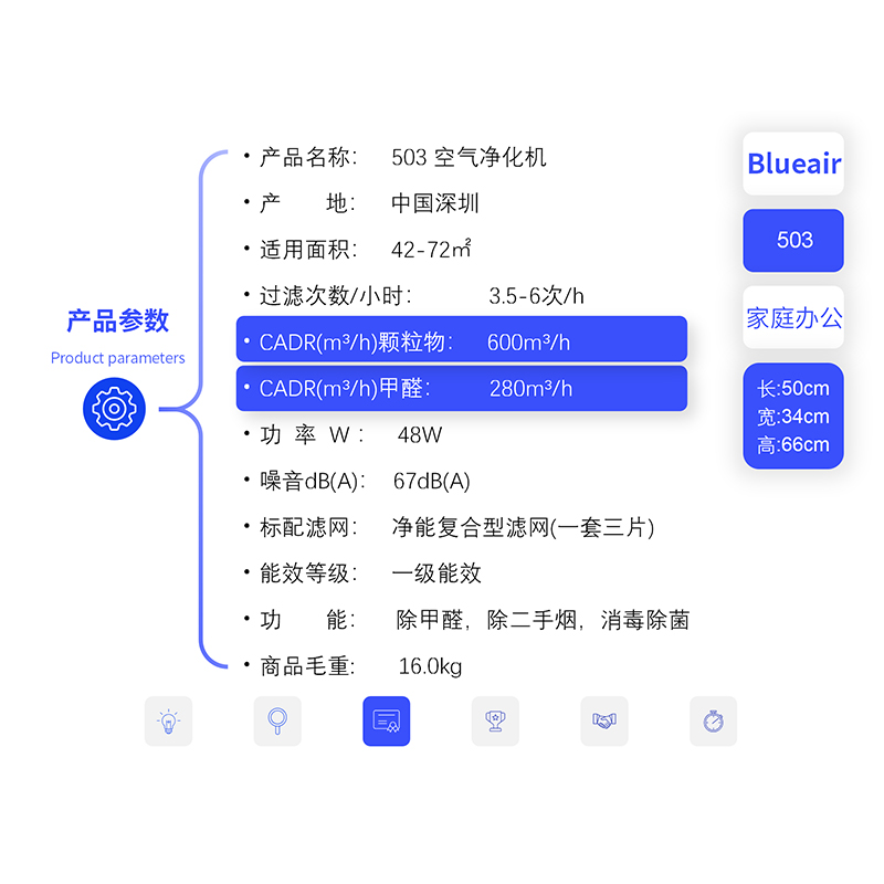 布鲁雅尔503空气净化器的参数